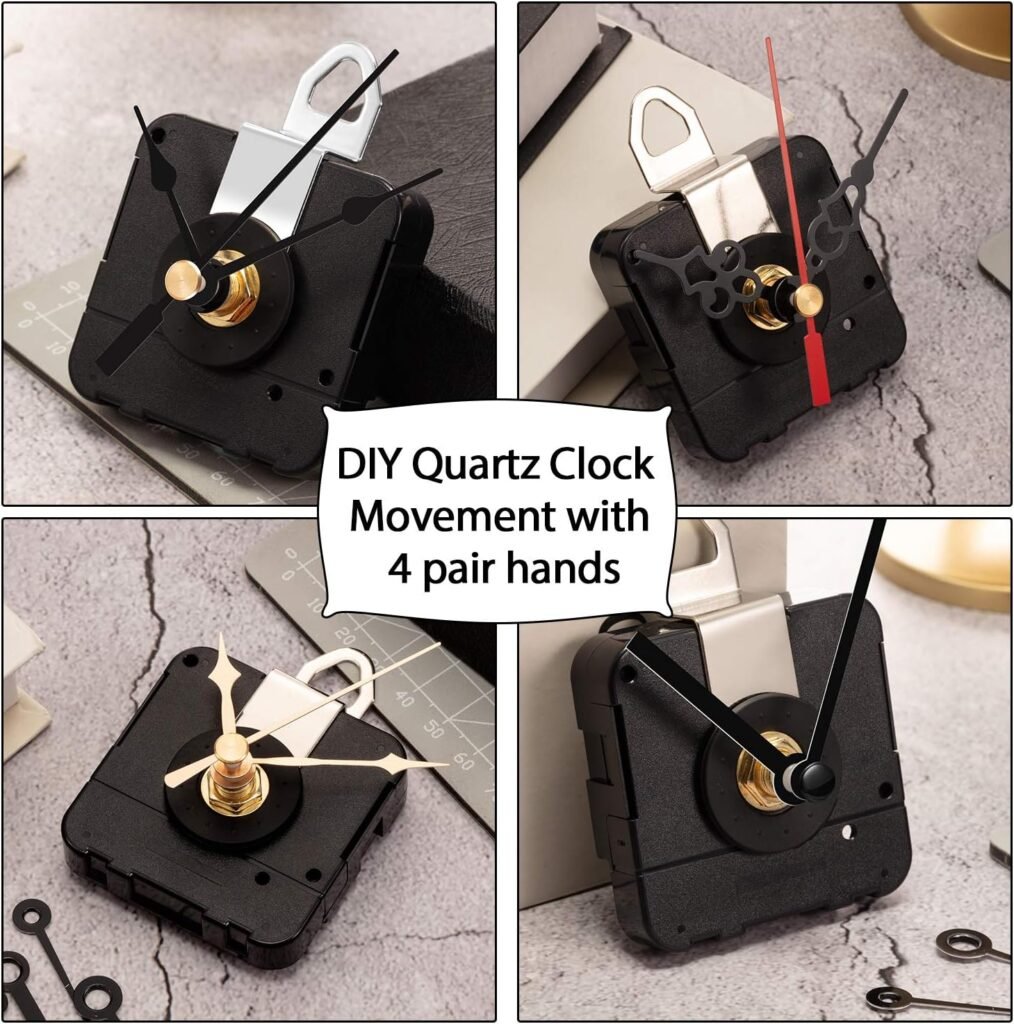 Quartz Clock Movement Mechanism DIY Repair Parts Replacement with 4 Pairs of Short Hands