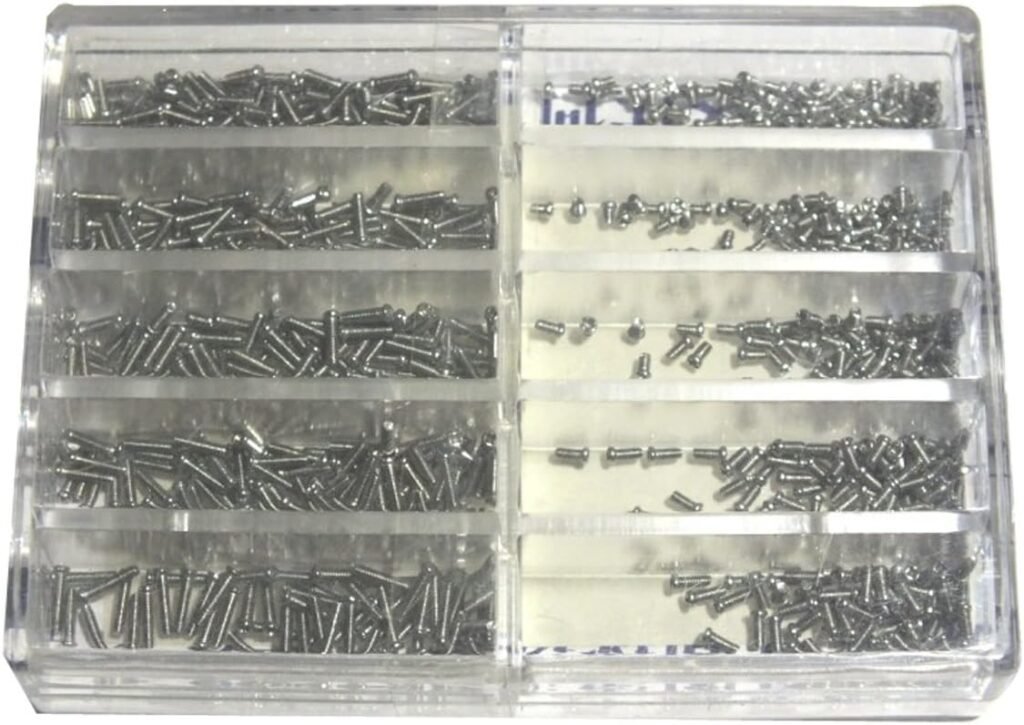 Stainless Steel Clock Watch Eyeglasses Screws Professional Repair Tools-Plastic Box- 670pcs